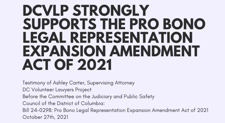 The Pro Bono Legal Representation Expansion Amendment Act Of 2021