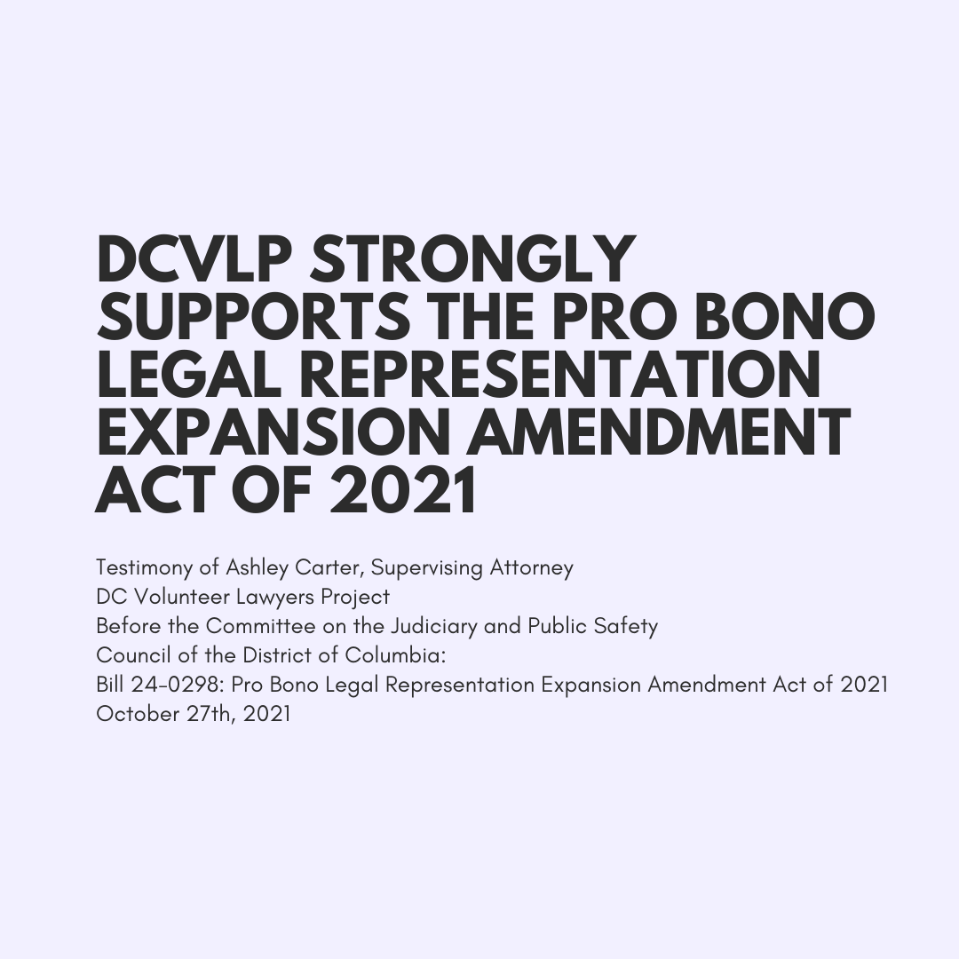 The Pro Bono Legal Representation Expansion Amendment Act Of 2021